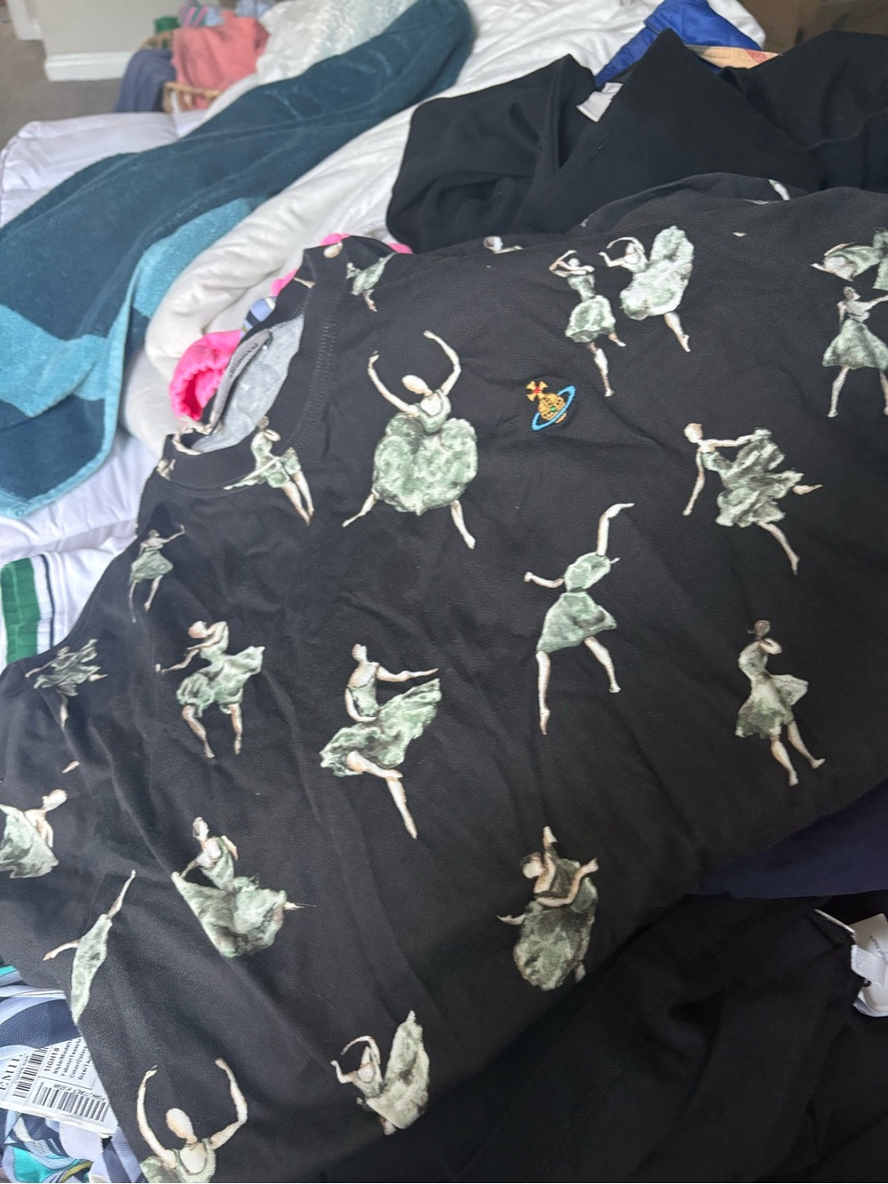 Black Shirt with Green Ballerina Print - Vivienne Westwood
